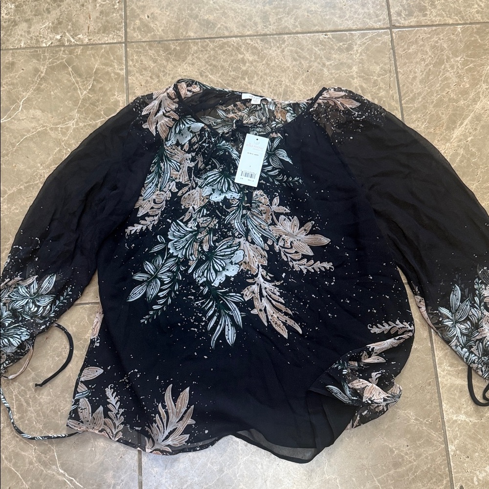 Ella Moss Black Floral Blouse